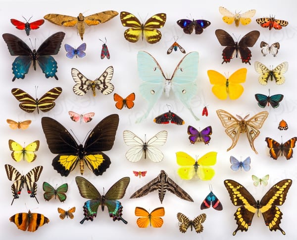 Pinned insect collection